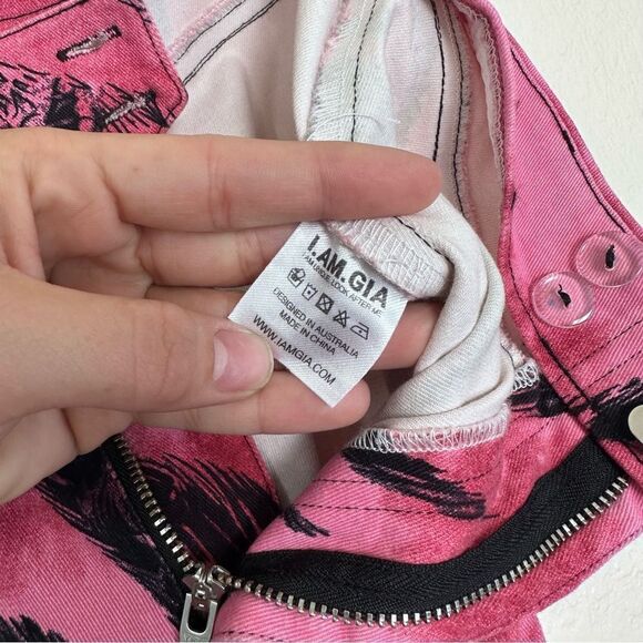 I.AM.GIA Melrose Pant-Tiger Tie-dye Straight Leg Pant Size XS In Pink and Black - Picture 7 of 9